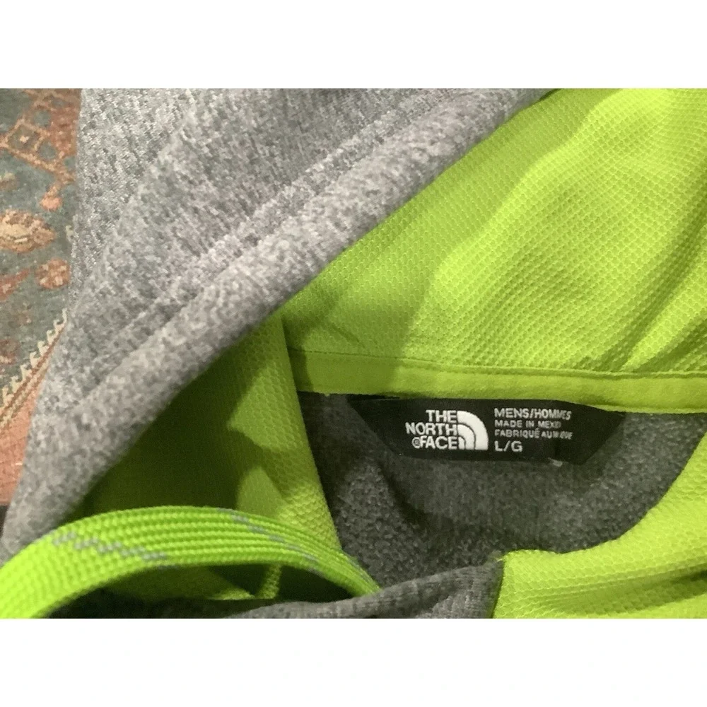 The North Face Pullover Hoodie Sweatshirt Mens Size L Gray Green Long Sleeve